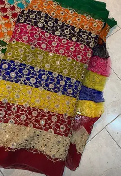 پارچه حریر چهل تکه آینه دوزی mb109