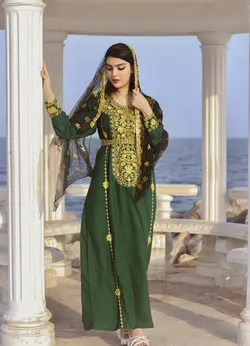 کندوره گلابتون‌دوزی شده بندری مدل کمربندی نخی ml151