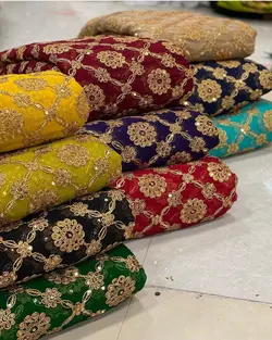 پارچه حریر  مانتویی سوزن دوزی شده mb110