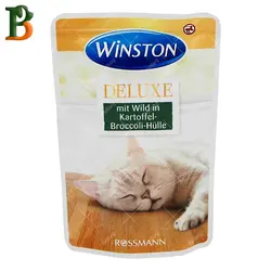 پوچ گربه وینستون مدل دلوکس طعم گوشت و سیب زمینی و بروکلی 85 گرم