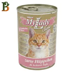 کنسرو گربه مای لیدی برند دکتر آلدرز طعم خرگوش و دل 415 گرمی