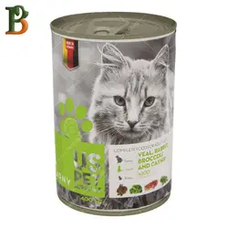 کنسرو گربه یو اس پت طعم گوساله و خرگوش و بروکلی و سنبل‌الطیب 400 گرمی