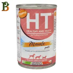 کنسرو سگ HT برند سینامو طعم خوک 400 گرمی