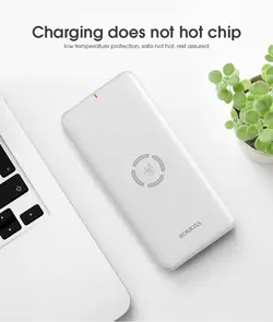 پاور بانک روموس با قابلیت شارژ بی سیم  مدل WL1A ظرفیت 10000 میلی آمپر ساعت