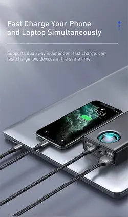 پاور بانک ۶۵ واتی بیسوس با ظرفیت 30000 آمپر بیسوس مدل  Baseus PPLG