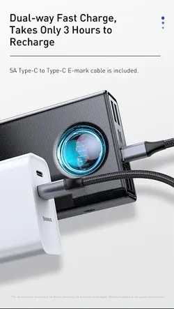 پاور بانک ۶۵ واتی بیسوس با ظرفیت 30000 آمپر بیسوس مدل  Baseus PPLG