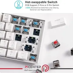 کیبورد گیمینگ مکانیکال RK ROYAL Wired/Wireless LED KLUDGE RK61 61 Keys