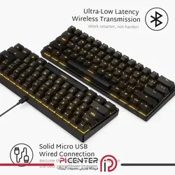 کیبورد گیمینگ مکانیکال RK ROYAL Wired/Wireless LED KLUDGE RK61 61 Keys