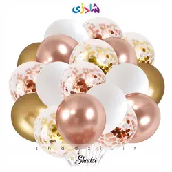 پک 20عددی بادکنک رزگلد طلایی پولکی