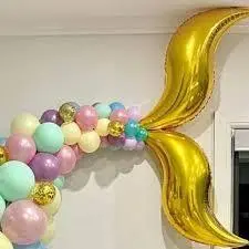 بادکنک دم پری دریایی طلایی (بدون باد)