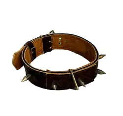 قلاده گردنی چرم پرچ دار دولایه