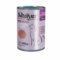 کنسرو مخصوص سگ بالغ حاوی گوشت مرغ و گوساله Shayer