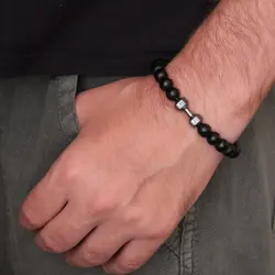 دستبند دمبل با سنگ هماتیت کد d235