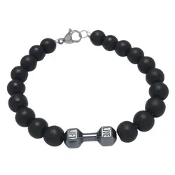 دستبند دمبل با سنگ هماتیت کد d235