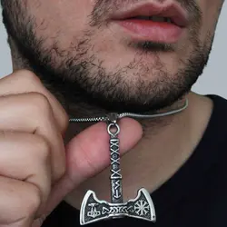 گردنبند استیل تبر وایکینگ کد sp407