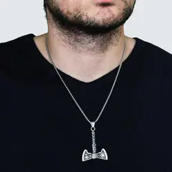 گردنبند استیل تبر وایکینگ کد sp407