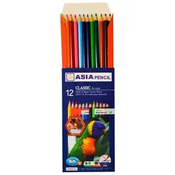 مداد رنگی 12 رنگ پلیمری آسیا