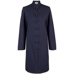 مانتو زنانه چتر فیروزه مدل الیاف طبیعی سرمه ای کد ۷