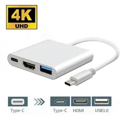 تبدیل type c به hdmi و USB 3.0 با کیفیت 4k لمونتک