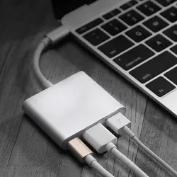 تبدیل type c به hdmi و USB 3.0 با کیفیت 4k لمونتک
