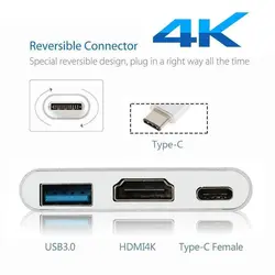 تبدیل type c به hdmi و USB 3.0 با کیفیت 4k لمونتک
