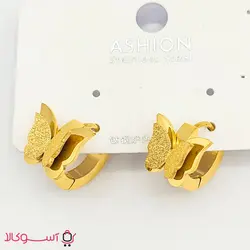 گوشواره حلقه ای زنانه طرح پروانه طلایی کد 200