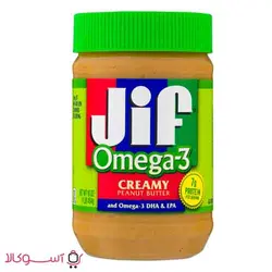 کره بادام زمینی جیف مدل omega 3 وزن 454 گرم | آسوکالا