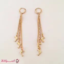 گوشواره زنانه آویز بلند ژوپینگ طرح دلفین کد 0096