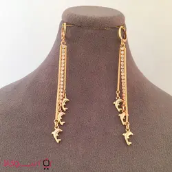 گوشواره زنانه آویز بلند ژوپینگ طرح دلفین کد 0096