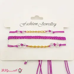 پابند زنانه رنگی سه ردیفه رنگ بنفش کد 0074