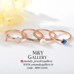 انگشتر چهار حلقه مروارید و کریستال