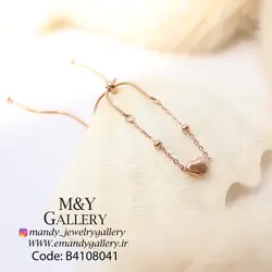 دستبند کراواتی قلب رزگلد استیل