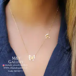 گردنبند استیل دو پروانه طلایی