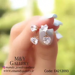 گوشواره قلب استیل کریستالی