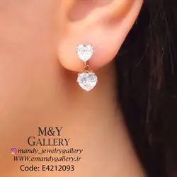 گوشواره قلب استیل کریستالی