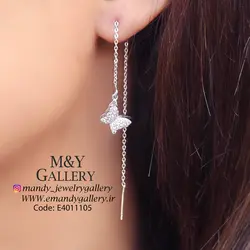 گوشواره بخیه ای پروانه سیلور