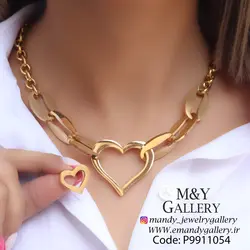 نیم ست قلب استیل طرح طلا