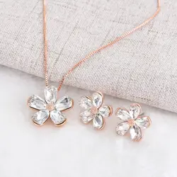 نیم ست گل سفید سواروسکی