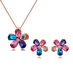 نیم ست گل سواروسکی رنگی