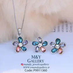 نیم ست گل رنگی سواروسکی