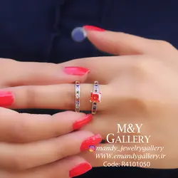 انگشتر دو حلقه کریستال رنگی