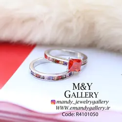 انگشتر دو حلقه کریستال رنگی