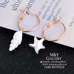 گوشواره تابه تای صدف و ستاره دریایی