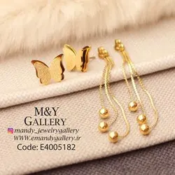 گوشواره پروانه و گوی استیل