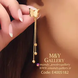 گوشواره پروانه و گوی استیل