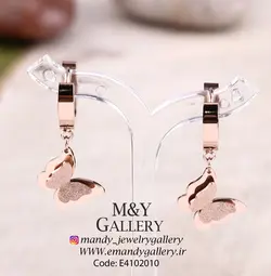 گوشواره حلقه ای پروانه استیل