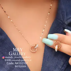 نیمست گردنبند و گوشواره حلقه بولگاری رزگلد