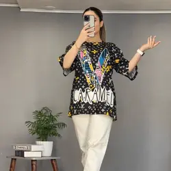 تیشرت لانگ چاپی کد ۱