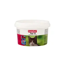 قرص مولتی ویتامین گربه، مدل تاپ تن، ۱۸۰ عددی، برند بیفار beaphar Top10 cat multi vitamin