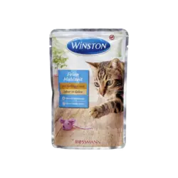 پوچ گربه وینستون با طعم مرغ و جگر در ژله Winston Poultry & Liver In Jelly وزن 100 گرم